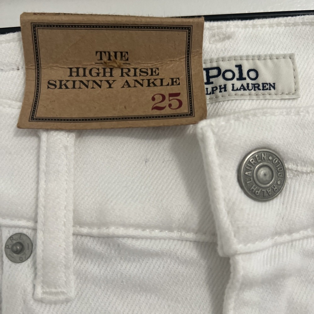 Polo Ralph Lauren High Rise Skinny Ankle Jeans White Women's Size 25 NWT Preppy - Picture 2 of 9